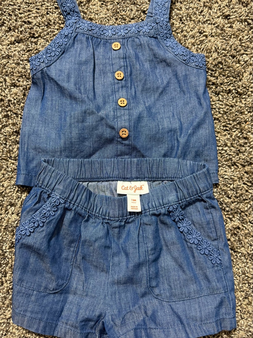 Cat & Jack Blue Chambray Tank Top & Shorts Set